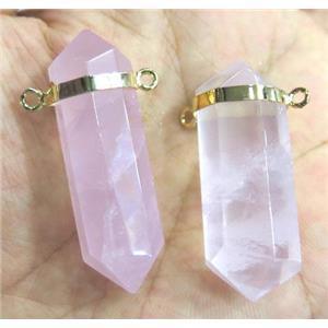 Rose Quartz pendant, bullet, approx 12-30mm