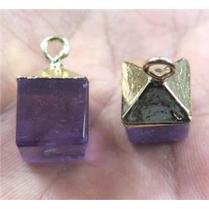 amethyst cube pendant, approx 12x12mm