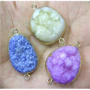 druzy quartz connector, freeform, mixed color, approx 10-30mm