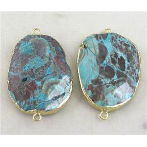 Ocean Jasper connector, faceted freeform, blue, approx 20-35mm