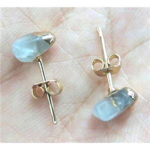 Fluorite earring studs, green, approx 6-10mm