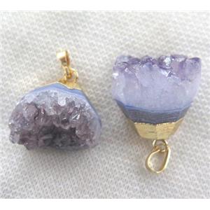 amethyst druzy pendant, freeform, approx 15-25mm