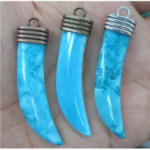 blue turquoise horn pendant, approx 55mm length