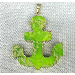 green Sea Sediment Jasper anchor pendant, approx 38-43mm