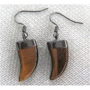 tiger eye stone earring, horn, approx 10-20mm