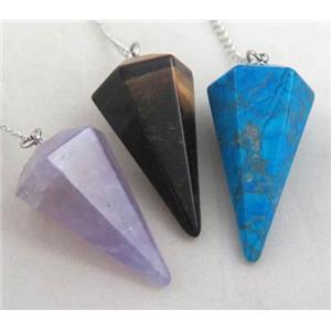 mixed gemstone pendulum pendant, approx 36mm