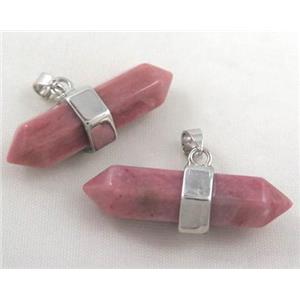 Pink Aventurine bullet pendant, platinum plated, approx 10-32mm