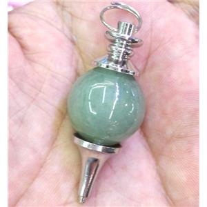 green aventurine pendant, platinum plated, approx 18-30mm