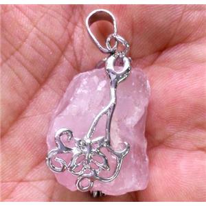 rose quartz pendant, freeform, approx 16-25mm