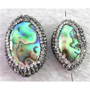 abalone shell bead paved rhinestone, freeform, approx 15-30mm