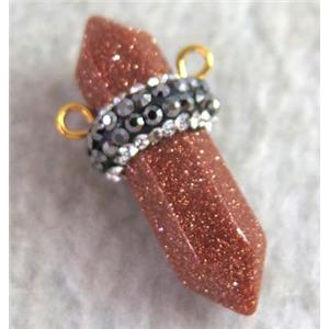 gold sand connector paved rhinestone, approx 8-32mm