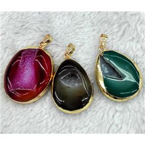 druzy agate pendant, freeform, approx 20-35mm