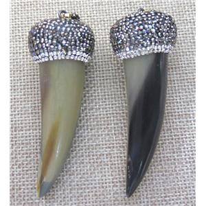 buffalo horn pendant pave rhinestone, mix, approx 15-70mm