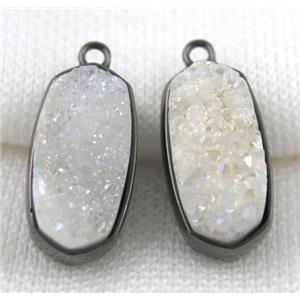 druzy quartz pendant, gold plated, approx 12x25mm