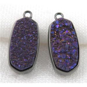 druzy quartz pendant, black, approx 12x25mm