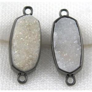 druzy quartz connector, black, approx 12x25mm