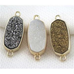 druzy quartz connector, gold plated, approx 12x25mm