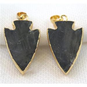 Labradorite pendant, arrowhead, gold plated, approx 20-30mm