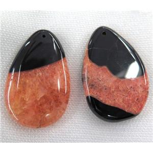 druzy agate slice pendant, teardrop, approx 20-60mm