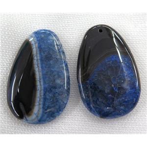 druzy agate slice pendant, teardrop, approx 20-60mm