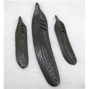 black bone feather pendant, approx 15-75mm