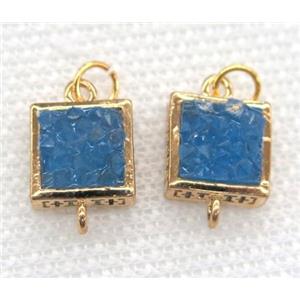 gemstone connector, square, gold plated, approx 10x10mm