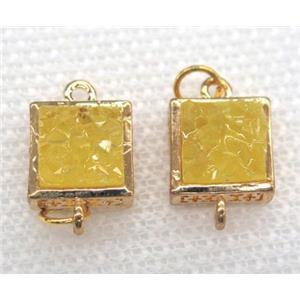 gemstone connector, square, gold plated, approx 10x10mm