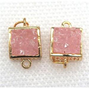 gemstone connector, square, gold plated, approx 10x10mm