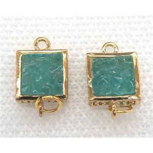 gemstone connector, square, gold plated, approx 10x10mm