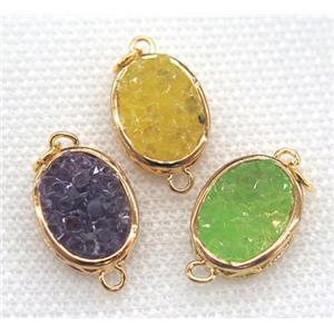 gemstone connector, oval, gold plated, approx 15x20mm