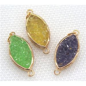 gemstone connector, oval, gold plated, approx 12x20mm