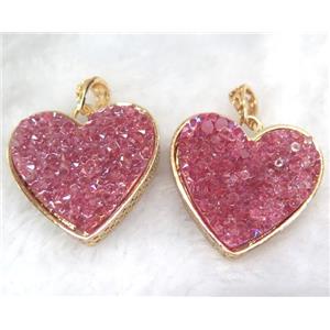 druzy resin pendant, gold plated, approx 28-33mm