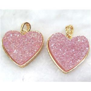 druzy resin pendant, gold plated, approx 28-33mm