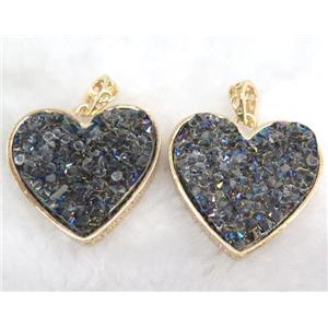 druzy resin pendant, gold plated, approx 28-33mm