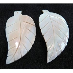 shell pendant, leaf, approx 34-63mm