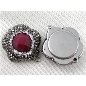 gemstone connector paved rhinestone, approx 23mm dia