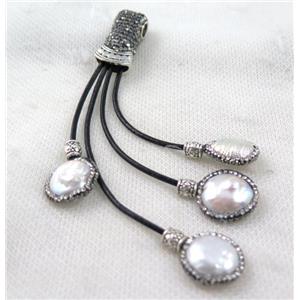 white freshwater pearl tassel pave rhinestone, approx 15-120mm