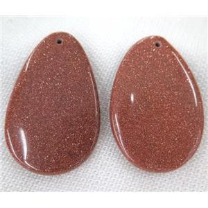 gold SandStone pendant, teardrop, approx 30-60mm