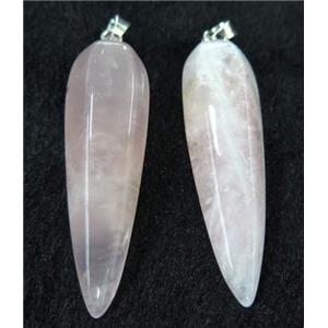 rose quartz pendulum pendant, pink, approx 15-55mm