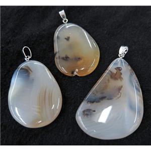 Heihua Agate slice pendant, freeform, approx 25-60mm