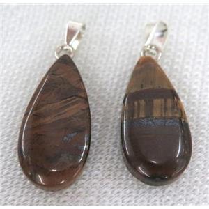 tiger eye stone pendant, teardrop, approx 15-30mm