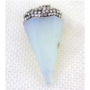 white opalite pendulum pendant paved rhinestone, approx 20-40mm