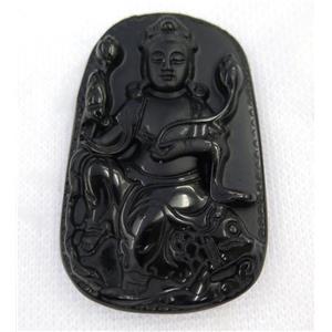 black Obsidian buddha pendant, approx 37-60mm