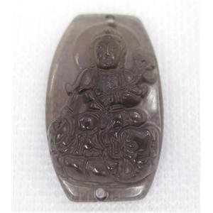 smoky Obsidian buddha connector, approx 22-35mm