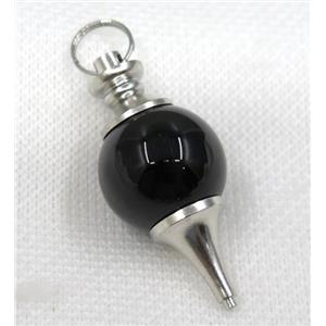 Black Agate Globe pendant, round, approx 20mm dia