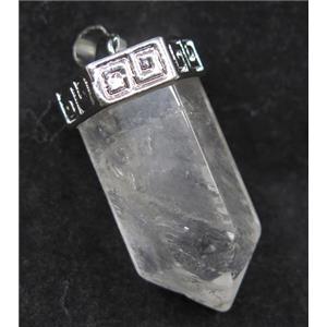 Clear Quartz bullet pendant, platinum, approx 15-35mm