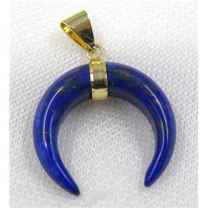 blue Lapis Lazuli crescent pendant, gold plated, approx 30-35mm