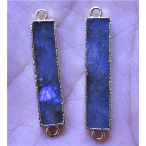 labradorite rectangle connector, gold plated, approx 7-30mm