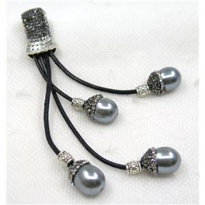 gray shell pearl tassel pave rhinestone, approx 15-120mm