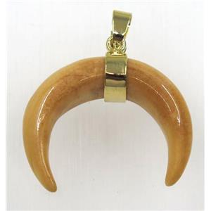 yellow crescent cattle bone pendant, approx 30-35mm